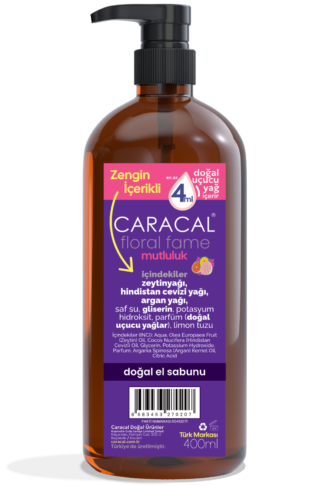 Caracal Floral Fame Mutluluk Doğal Sıvı El Sabunu Argan Hindistan Cevizi ZeytinYağı Uçucu Yağlar 400ml