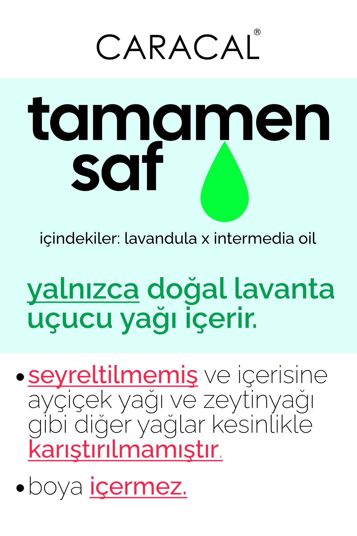 %100 saf doğal lavandula x intermedia melez hibrit lavanta yağı caracal caracal tamamen saf boya içermez katkı maddesi içermez %100 doğal saf uçucu lavanta yağı lavandula x intermedia